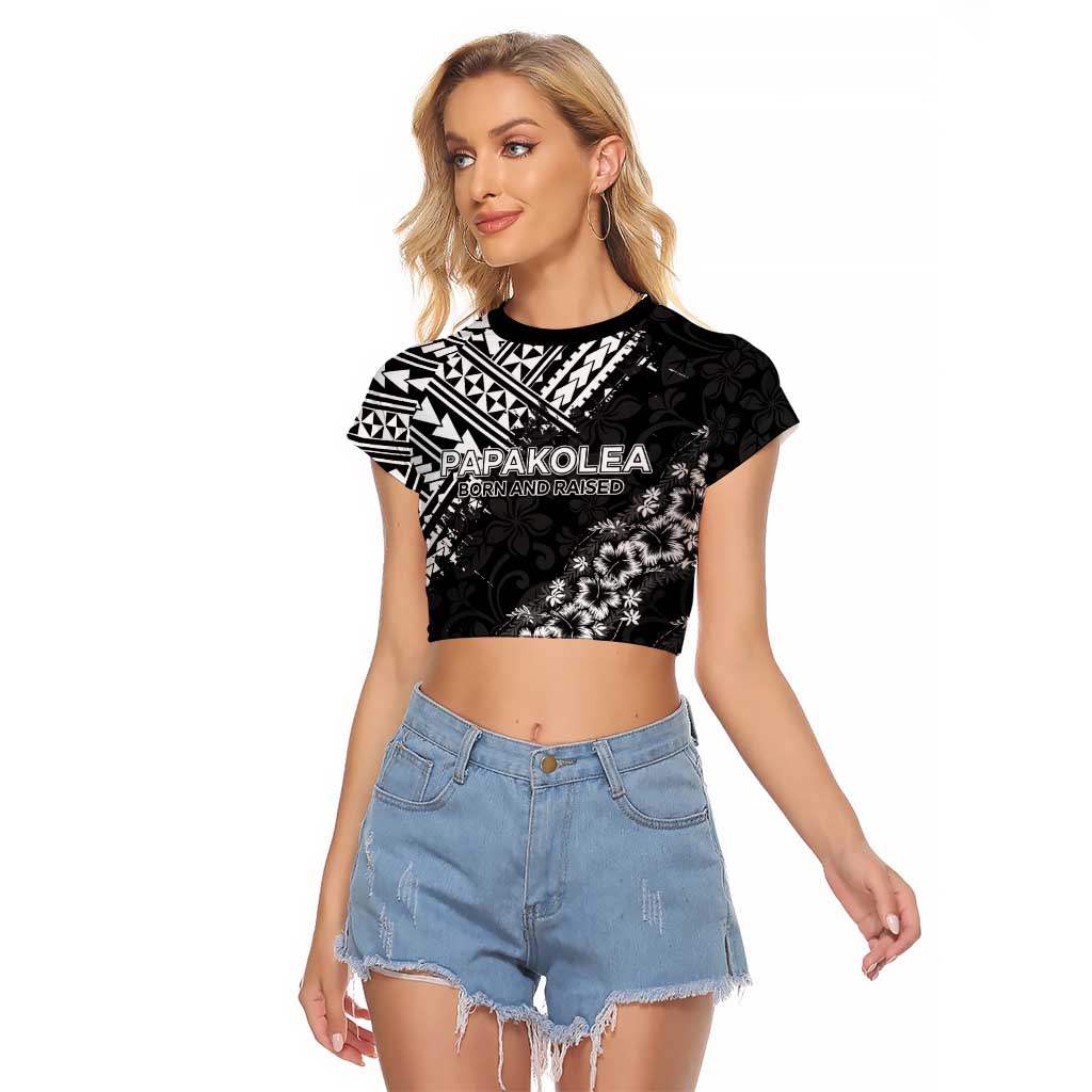 Hawaii Papakolea Born And Raised Raglan Cropped T Shirt Hawaiian Tribal Pattern
