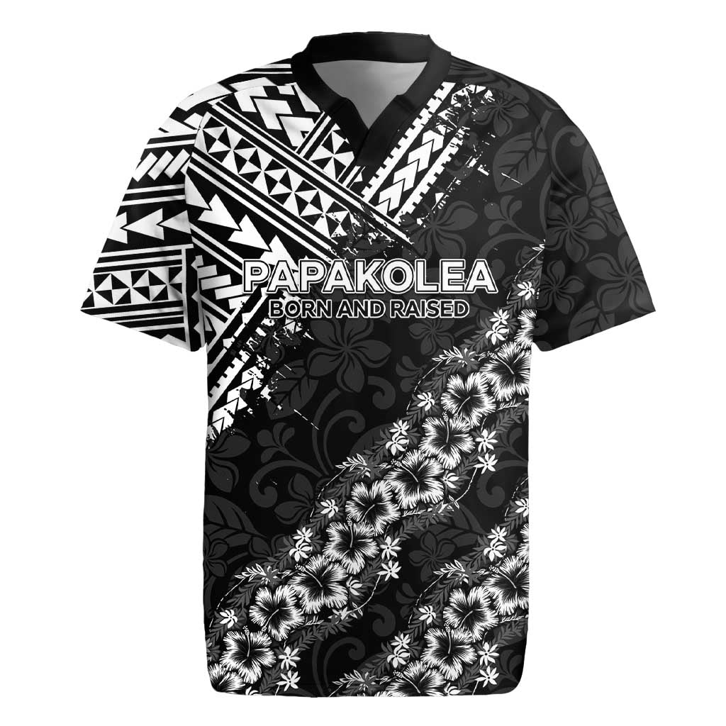 Hawaii Papakolea Born And Raised Rugby Jersey Hawaiian Tribal Pattern LT05 Black - Polynesian Pride