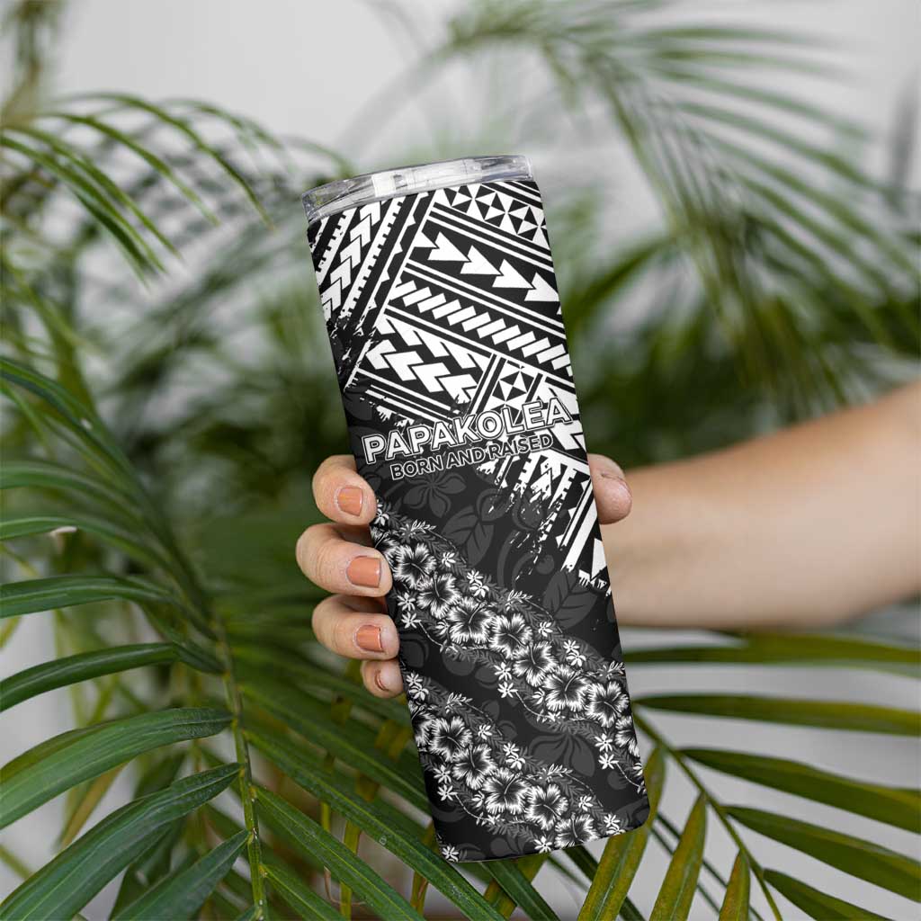 Hawaii Papakolea Born And Raised Skinny Tumbler Hawaiian Tribal Pattern LT05 - Polynesian Pride