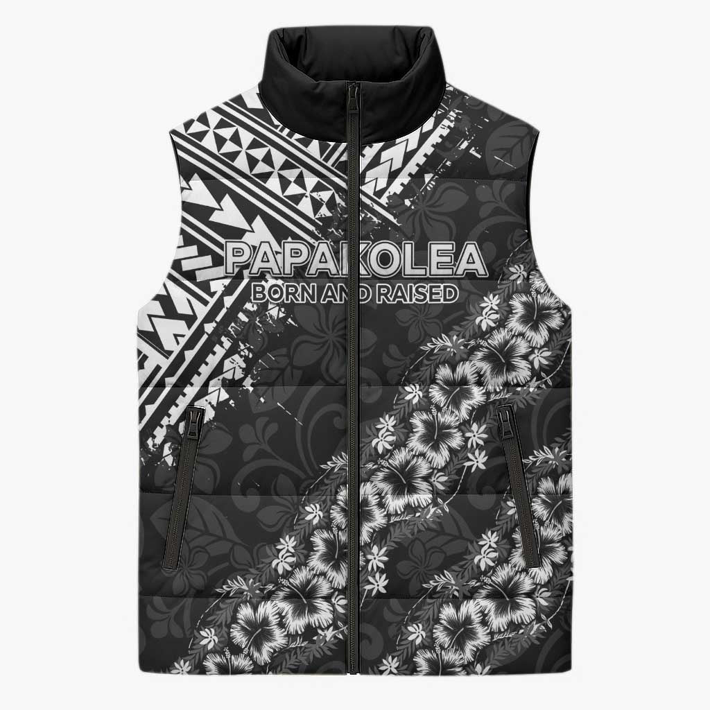 Hawaii Papakolea Born And Raised Sleeveless Puffer Jacket Hawaiian Tribal Pattern