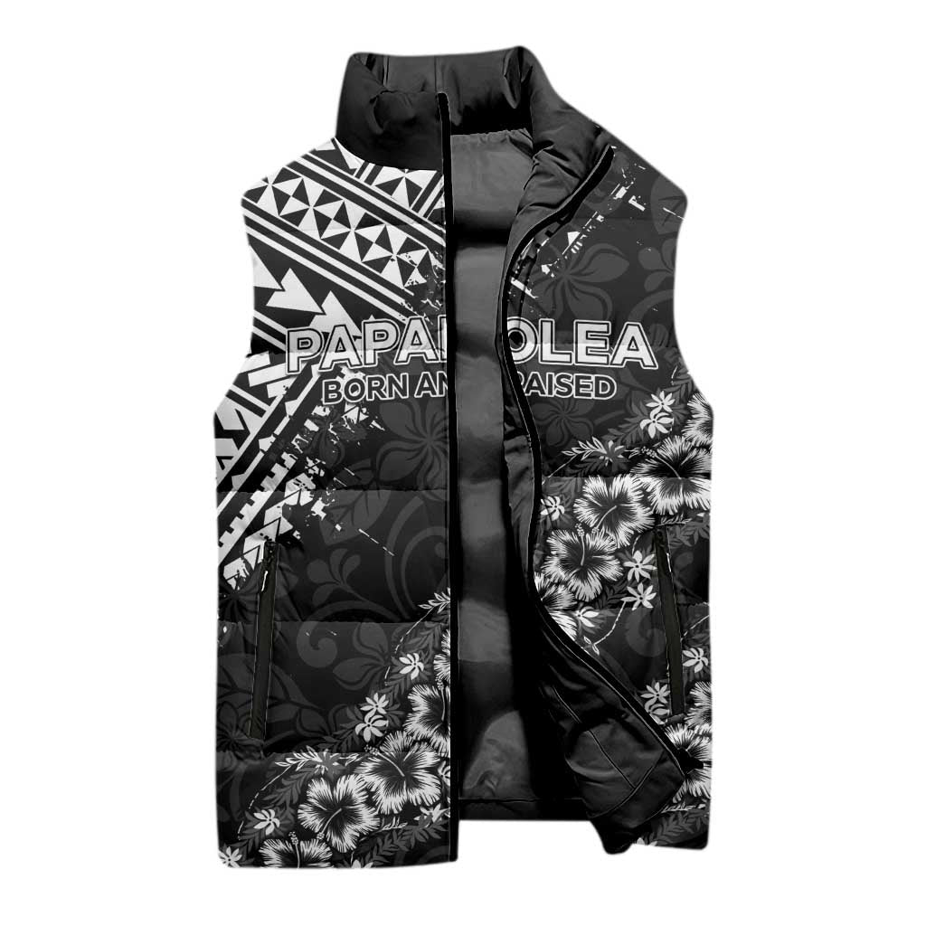 Hawaii Papakolea Born And Raised Sleeveless Puffer Jacket Hawaiian Tribal Pattern