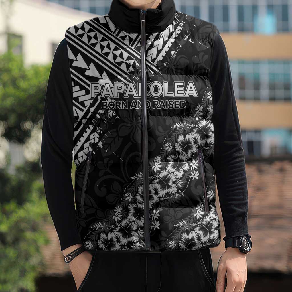 Hawaii Papakolea Born And Raised Sleeveless Puffer Jacket Hawaiian Tribal Pattern