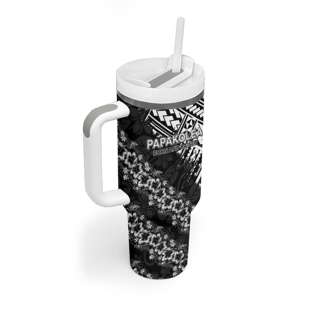 Hawaii Papakolea Born And Raised Tumbler With Handle Hawaiian Tribal Pattern LT05 - Polynesian Pride