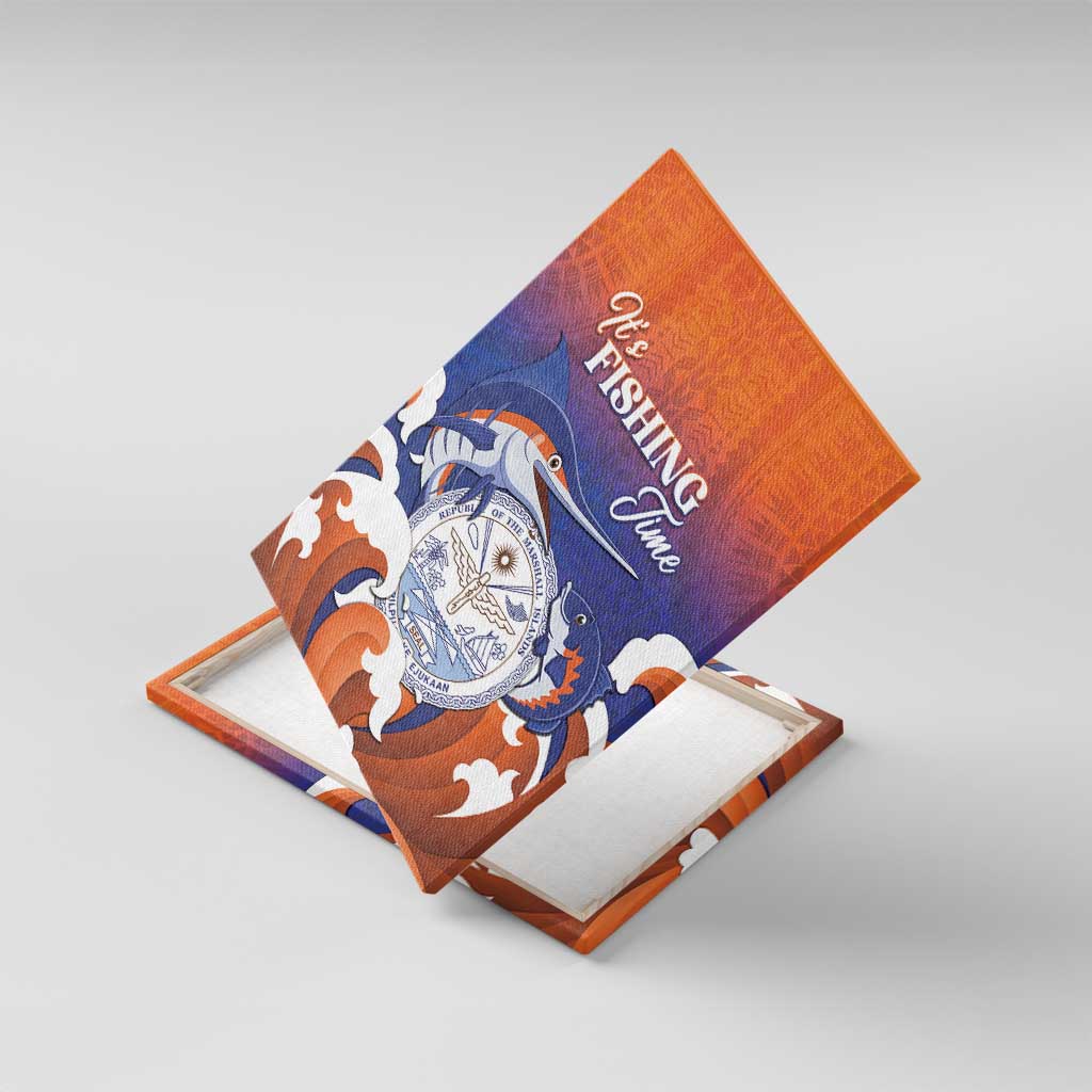 Marshall Islands Fishermen's Day Canvas Wall Art It's Fishing Time LT05 With Frame Orange - Polynesian Pride