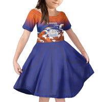 Marshall Islands Fishermen's Day Family Matching Off The Shoulder Long Sleeve Dress and Hawaiian Shirt It's Fishing Time LT05 Daughter's Dress Orange - Polynesian Pride