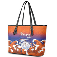Marshall Islands Fishermen's Day Leather Tote Bag It's Fishing Time LT05 - Polynesian Pride