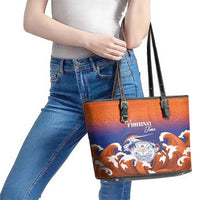 Marshall Islands Fishermen's Day Leather Tote Bag It's Fishing Time LT05 - Polynesian Pride