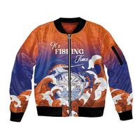 Marshall Islands Fishermen's Day Sleeve Zip Bomber Jacket It's Fishing Time LT05 Unisex Orange - Polynesian Pride