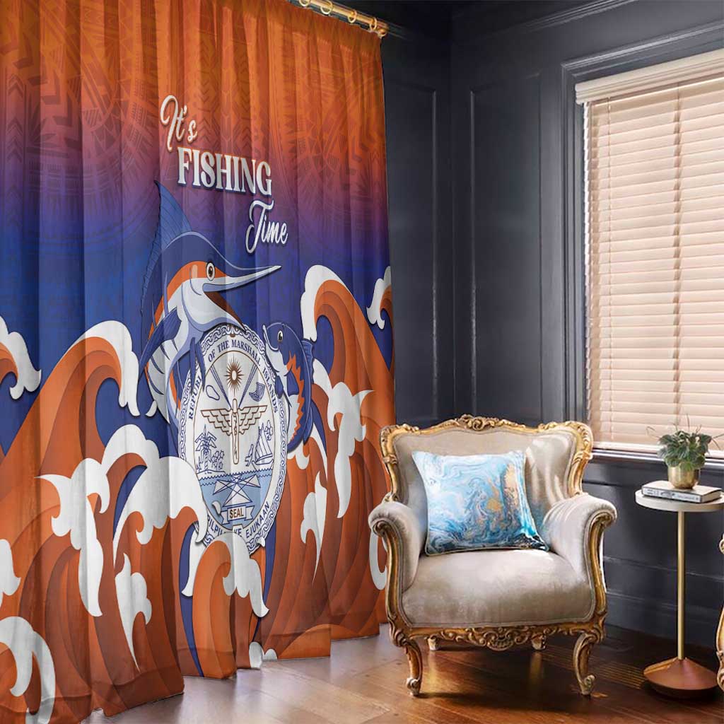 Marshall Islands Fishermen's Day Window Curtain It's Fishing Time LT05 - Polynesian Pride