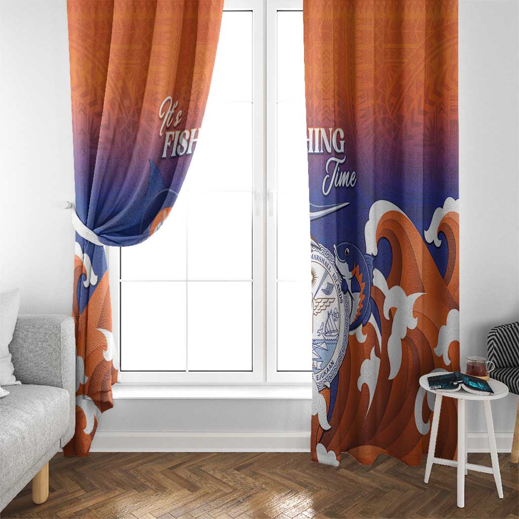 Marshall Islands Fishermen's Day Window Curtain It's Fishing Time LT05 - Polynesian Pride