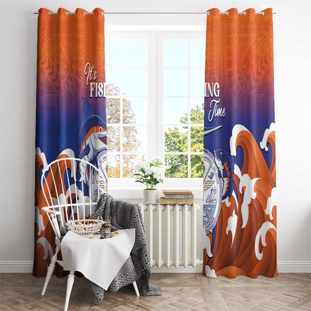 Marshall Islands Fishermen's Day Window Curtain It's Fishing Time LT05 - Polynesian Pride