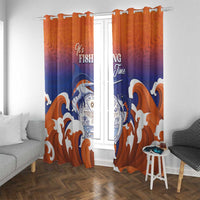 Marshall Islands Fishermen's Day Window Curtain It's Fishing Time LT05 With Grommets Orange - Polynesian Pride
