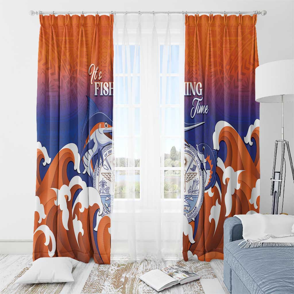 Marshall Islands Fishermen's Day Window Curtain It's Fishing Time LT05 - Polynesian Pride