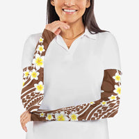 Plumeria With Brown Polynesian Tattoo Pattern Arm Sleeves - Polynesian Pride