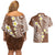 Plumeria With Brown Polynesian Tattoo Pattern Couples Matching Off Shoulder Short Dress and Hawaiian Shirt