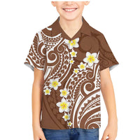 Plumeria With Brown Polynesian Tattoo Pattern Family Matching Mermaid Dress and Hawaiian Shirt LT05 Son's Shirt Brown - Polynesian Pride