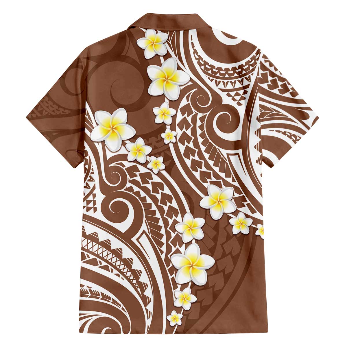 Plumeria With Brown Polynesian Tattoo Pattern Family Matching Puletasi and Hawaiian Shirt