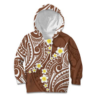 Plumeria With Brown Polynesian Tattoo Pattern Kid Hoodie