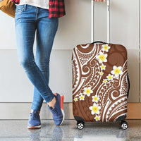 Plumeria With Brown Polynesian Tattoo Pattern Luggage Cover LT05 - Polynesian Pride
