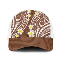 Plumeria With Brown Polynesian Tattoo Pattern Mesh Trucker Cap - Polynesian Pride