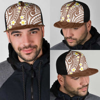 Plumeria With Brown Polynesian Tattoo Pattern Mesh Trucker Cap - Polynesian Pride
