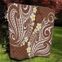 Plumeria With Brown Polynesian Tattoo Pattern Quilt