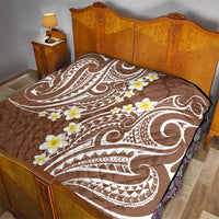Plumeria With Brown Polynesian Tattoo Pattern Quilt