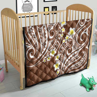 Plumeria With Brown Polynesian Tattoo Pattern Quilt