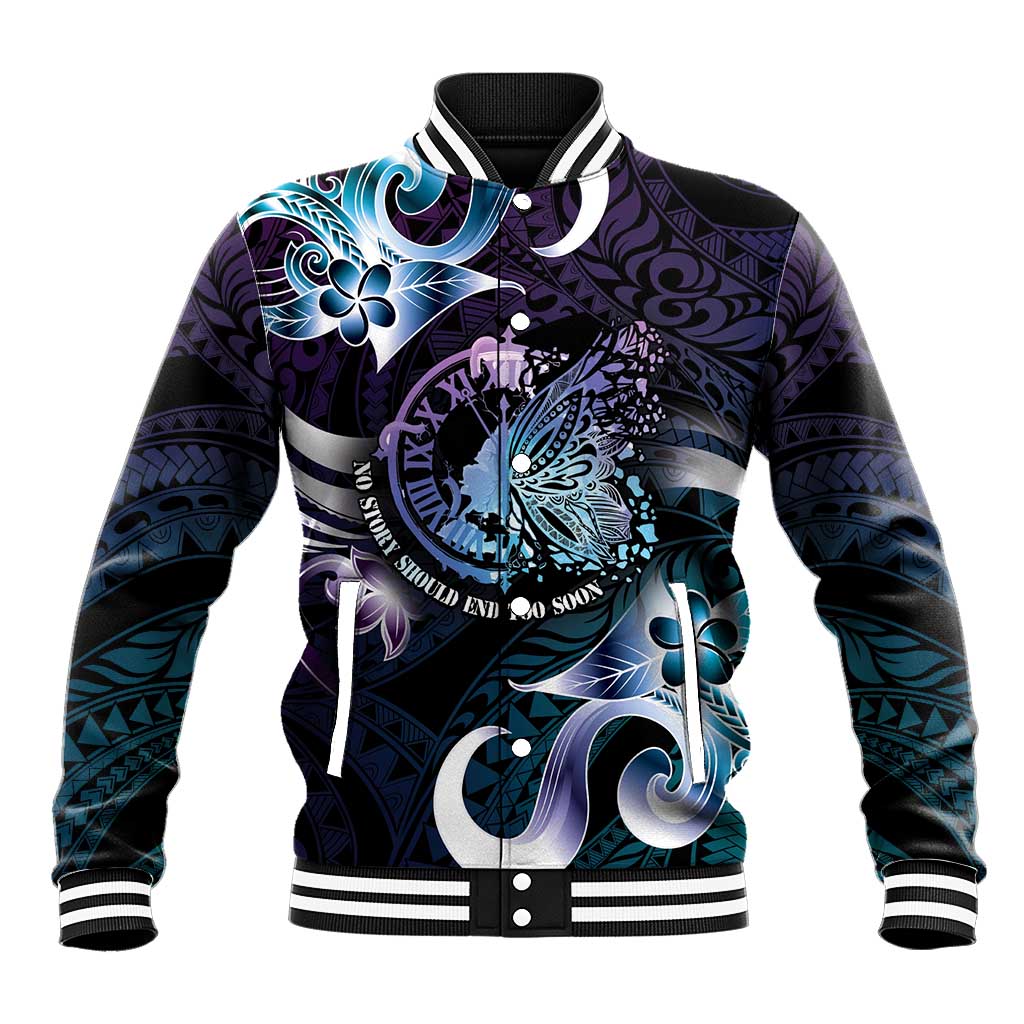 Personalised Polynesia Suicide Prevention Awareness Baseball Jacket No Story Should End Too Soon LT05 Unisex Purple - Polynesian Pride