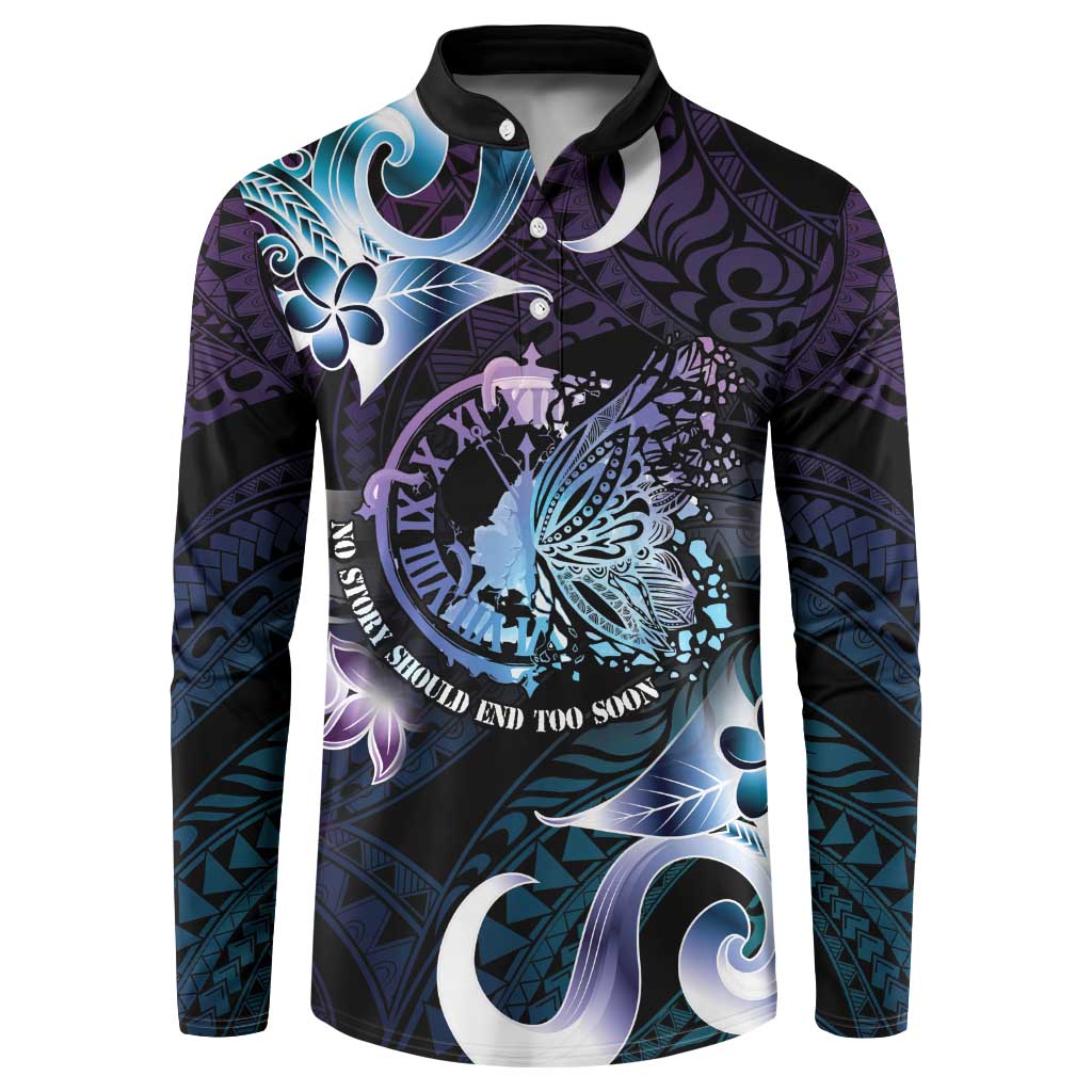 Personalised Polynesia Suicide Prevention Awareness Button Sweatshirt No Story Should End Too Soon LT05 Purple - Polynesian Pride