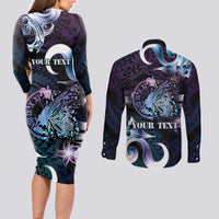 Personalised Polynesia Suicide Prevention Awareness Couples Matching Long Sleeve Bodycon Dress and Long Sleeve Button Shirt No Story Should End Too Soon