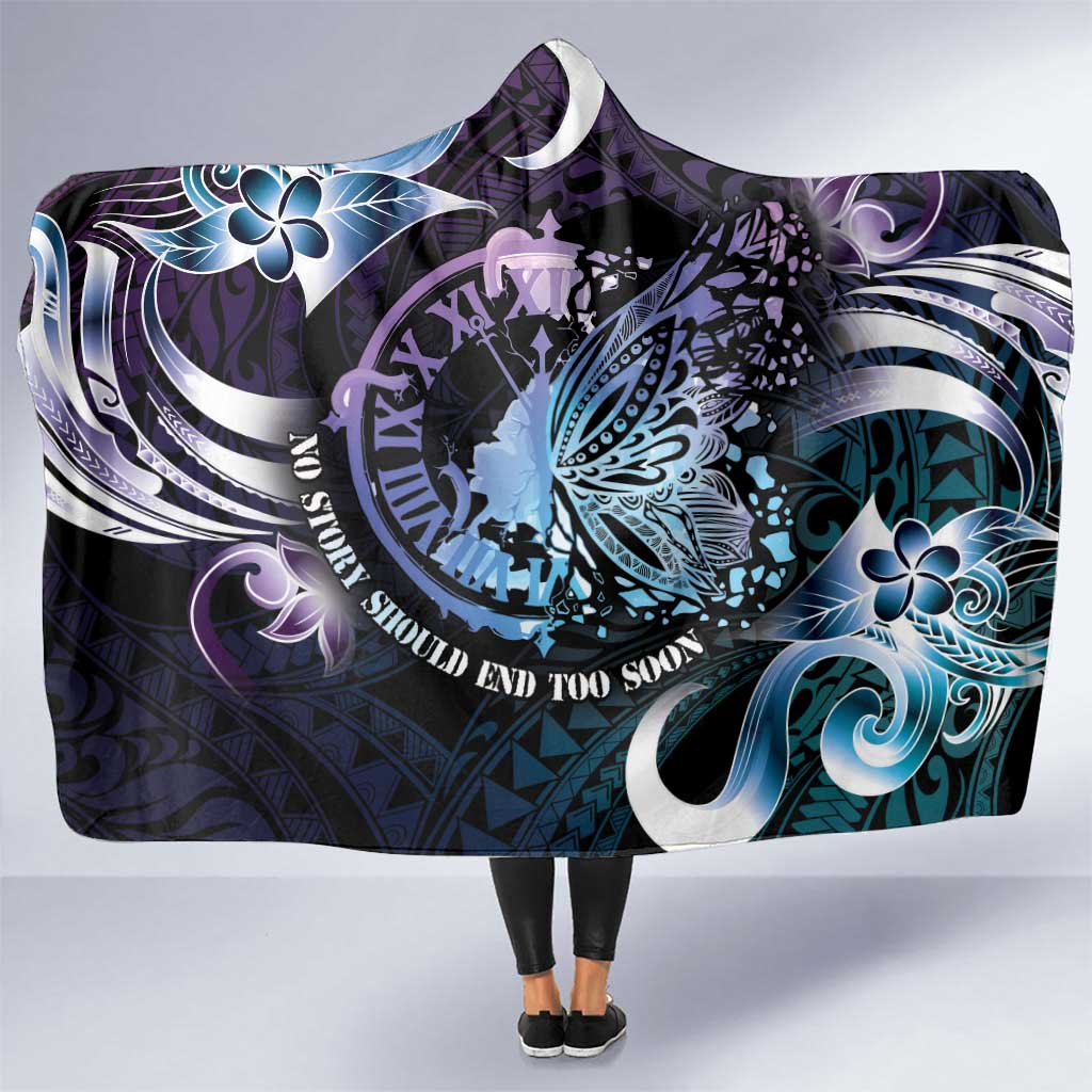 Polynesia Suicide Prevention Awareness Hooded Blanket No Story Should End Too Soon LT05 One Size Purple - Polynesian Pride