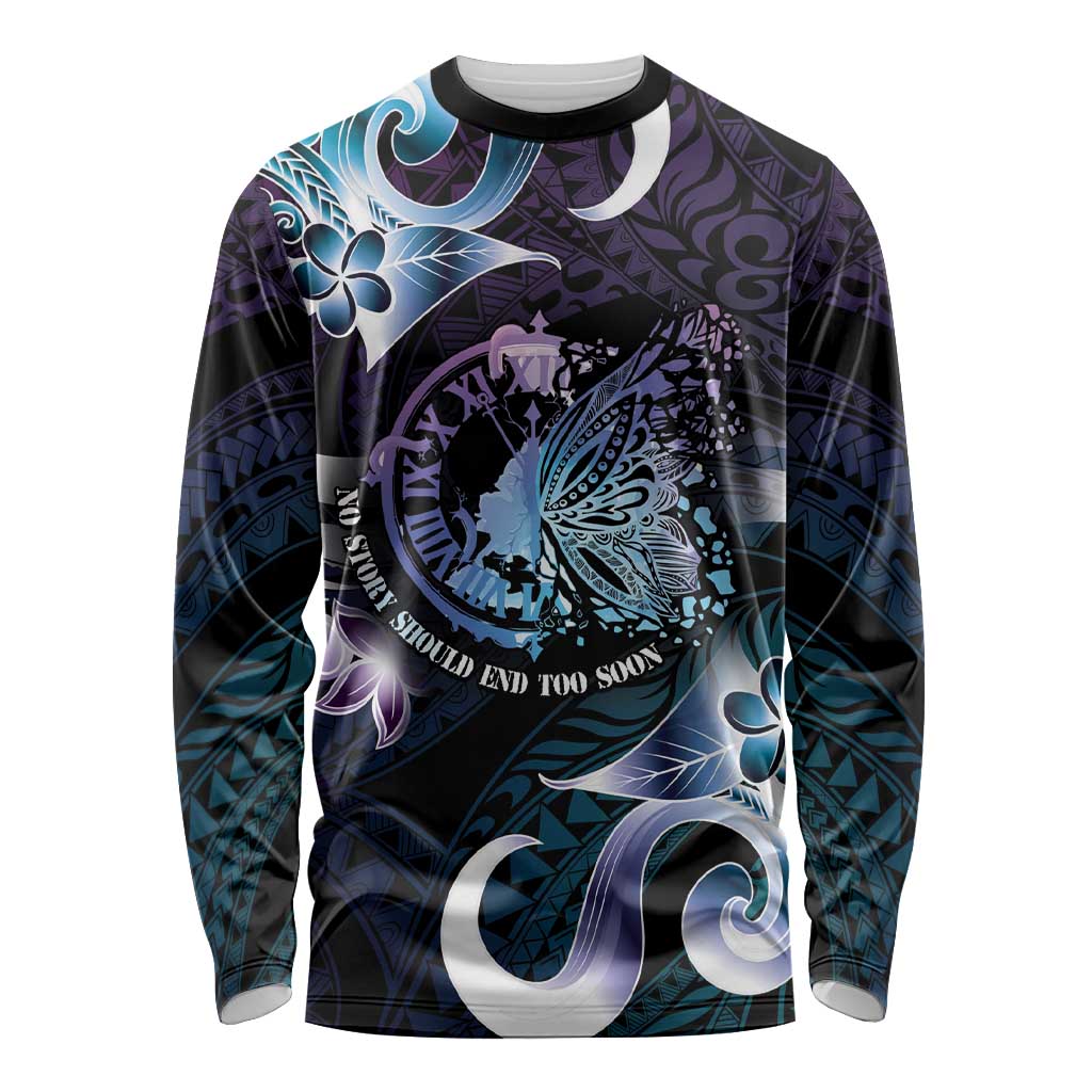 Personalised Polynesia Suicide Prevention Awareness Long Sleeve Shirt No Story Should End Too Soon LT05 Unisex Purple - Polynesian Pride