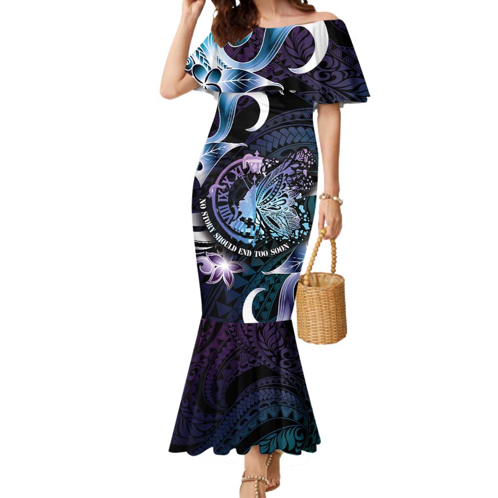 Personalised Polynesia Suicide Prevention Awareness Mermaid Dress No Story Should End Too Soon LT05 Women Purple - Polynesian Pride