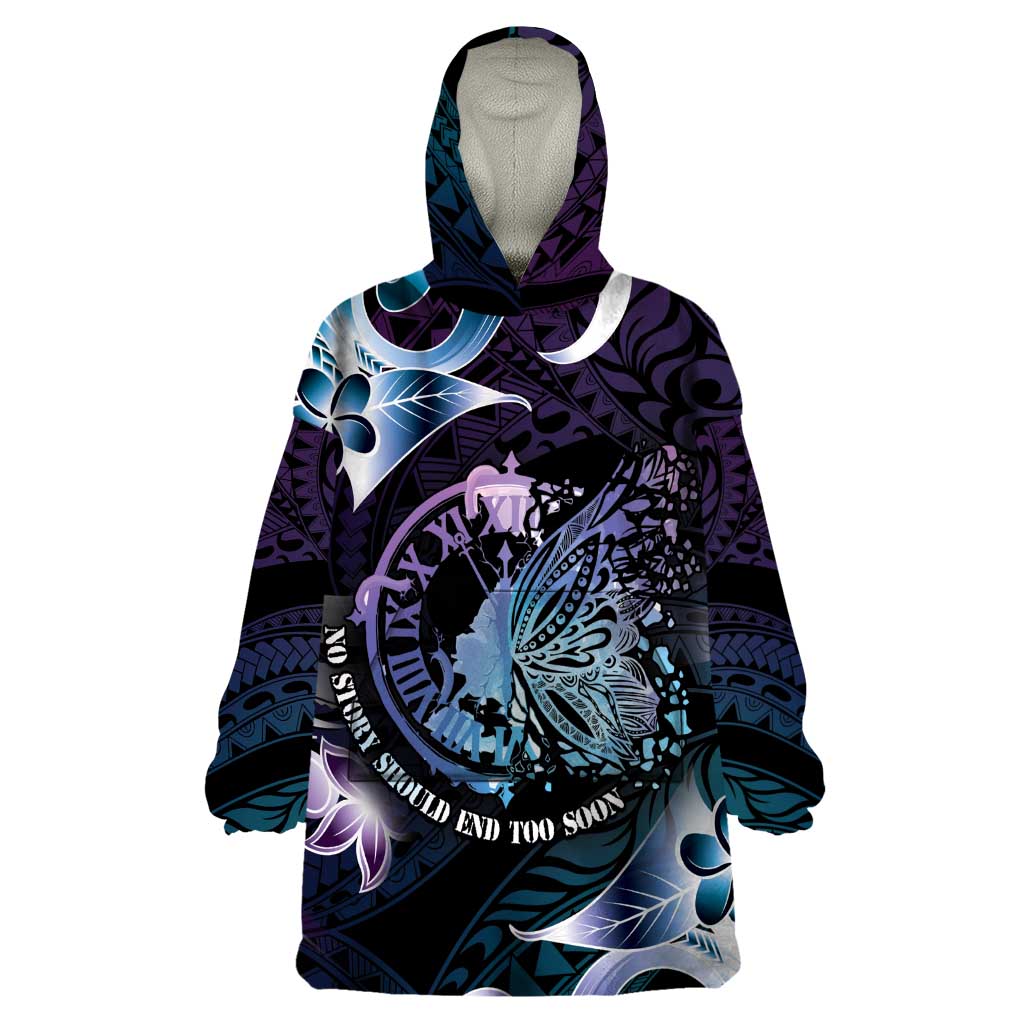 Personalised Polynesia Suicide Prevention Awareness Wearable Blanket Hoodie No Story Should End Too Soon LT05 One Size Purple - Polynesian Pride