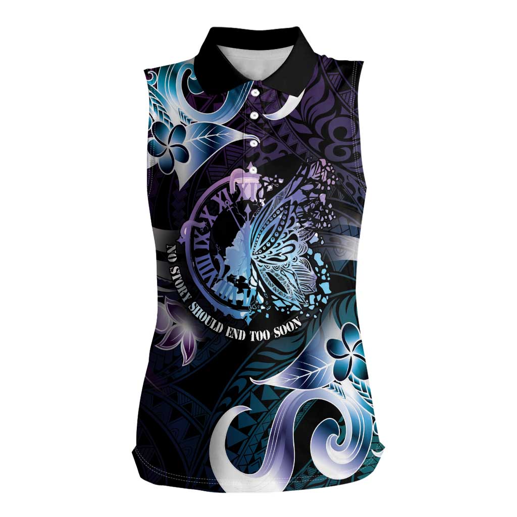 Personalised Polynesia Suicide Prevention Awareness Women Sleeveless Polo Shirt No Story Should End Too Soon LT05 Female Purple - Polynesian Pride