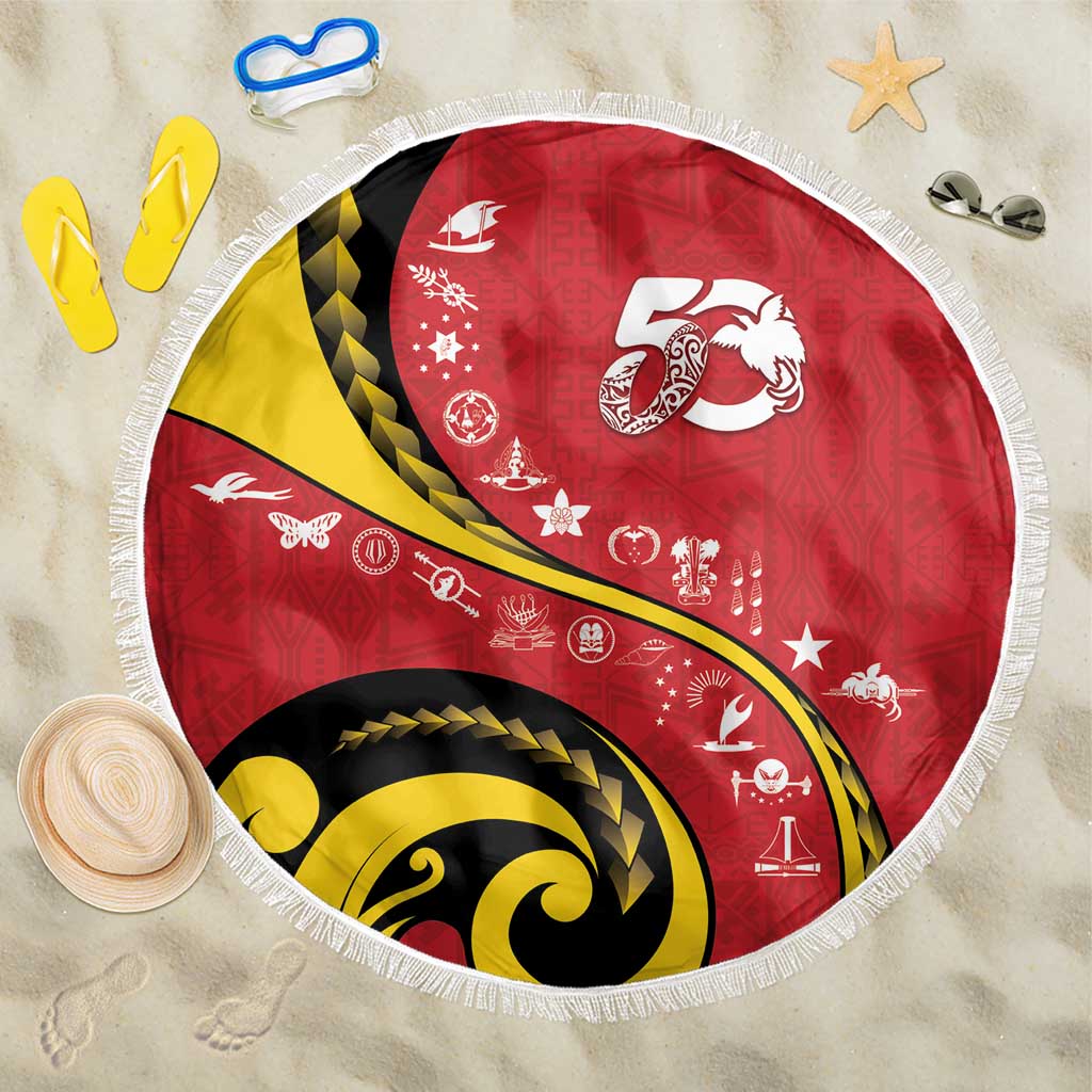 Papua New Guinea 50th Independence Anniversary Beach Blanket Special Style Red Version - Polynesian Pride
