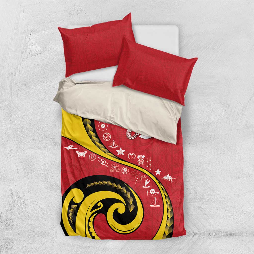 Papua New Guinea 50th Independence Anniversary Bedding Set Special Style Red Version - Polynesian Pride