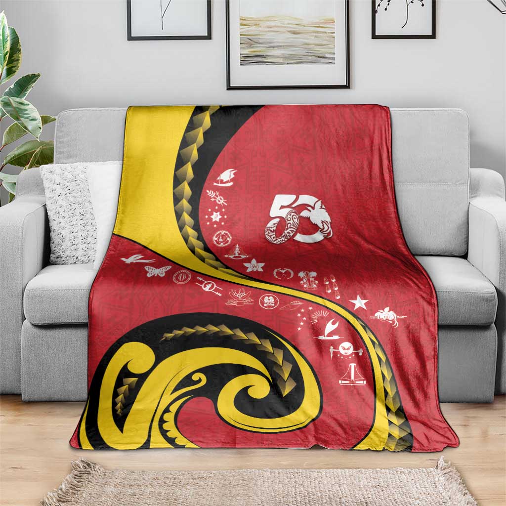 Papua New Guinea 50th Independence Anniversary Blanket Special Style Red Version - Polynesian Pride