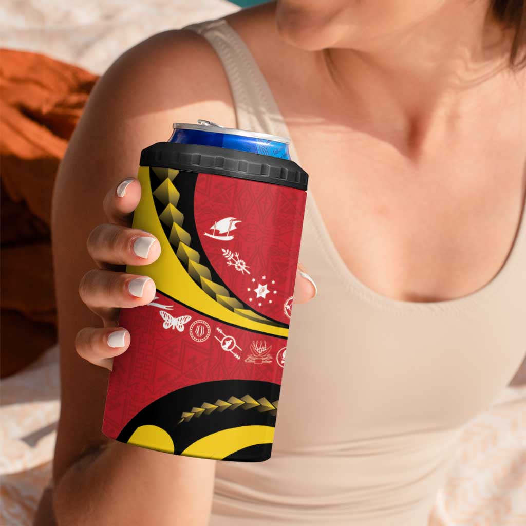 Papua New Guinea 50th Independence Anniversary 4 in 1 Can Cooler Tumbler Special Style Red Version - Polynesian Pride