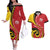 Papua New Guinea 50th Independence Anniversary Couples Matching Off The Shoulder Long Sleeve Dress and Hawaiian Shirt Special Style Red Version - Polynesian Pride