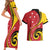 Papua New Guinea 50th Independence Anniversary Couples Matching Short Sleeve Bodycon Dress and Hawaiian Shirt Special Style Red Version - Polynesian Pride
