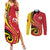 Papua New Guinea 50th Independence Anniversary Couples Matching Summer Maxi Dress and Long Sleeve Button Shirt Special Style Red Version - Polynesian Pride