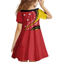Papua New Guinea 50th Independence Anniversary Family Matching Off The Shoulder Long Sleeve Dress and Hawaiian Shirt Special Style Red Version - Polynesian Pride