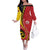 Papua New Guinea 50th Independence Anniversary Family Matching Off The Shoulder Long Sleeve Dress and Hawaiian Shirt Special Style Red Version - Polynesian Pride