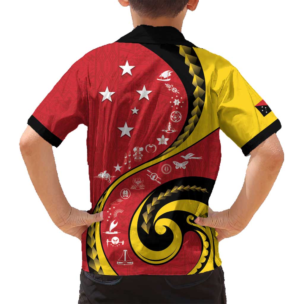 Papua New Guinea 50th Independence Anniversary Family Matching Summer Maxi Dress and Hawaiian Shirt Special Style Red Version - Polynesian Pride