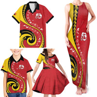 Papua New Guinea 50th Independence Anniversary Family Matching Tank Maxi Dress and Hawaiian Shirt Special Style Red Version - Polynesian Pride