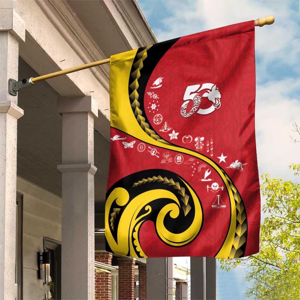 Papua New Guinea 50th Independence Anniversary Garden Flag Special Style Red Version - Polynesian Pride