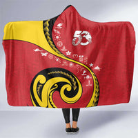Papua New Guinea 50th Independence Anniversary Hooded Blanket Special Style Red Version - Polynesian Pride