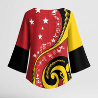 Papua New Guinea 50th Independence Anniversary Kimono Sleeve Blouse Special Style Red Version - Polynesian Pride